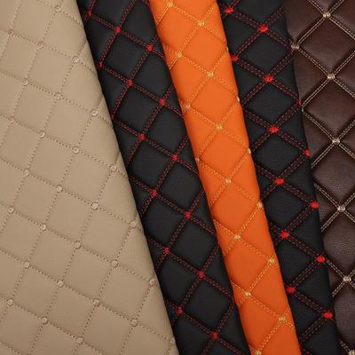 Diamond Pattern Embroidered Car Seat Cushion and Fabric Bag Set
