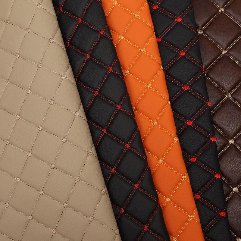 Diamond Pattern Embroidered Car Seat Cushion and Fabric Bag Set