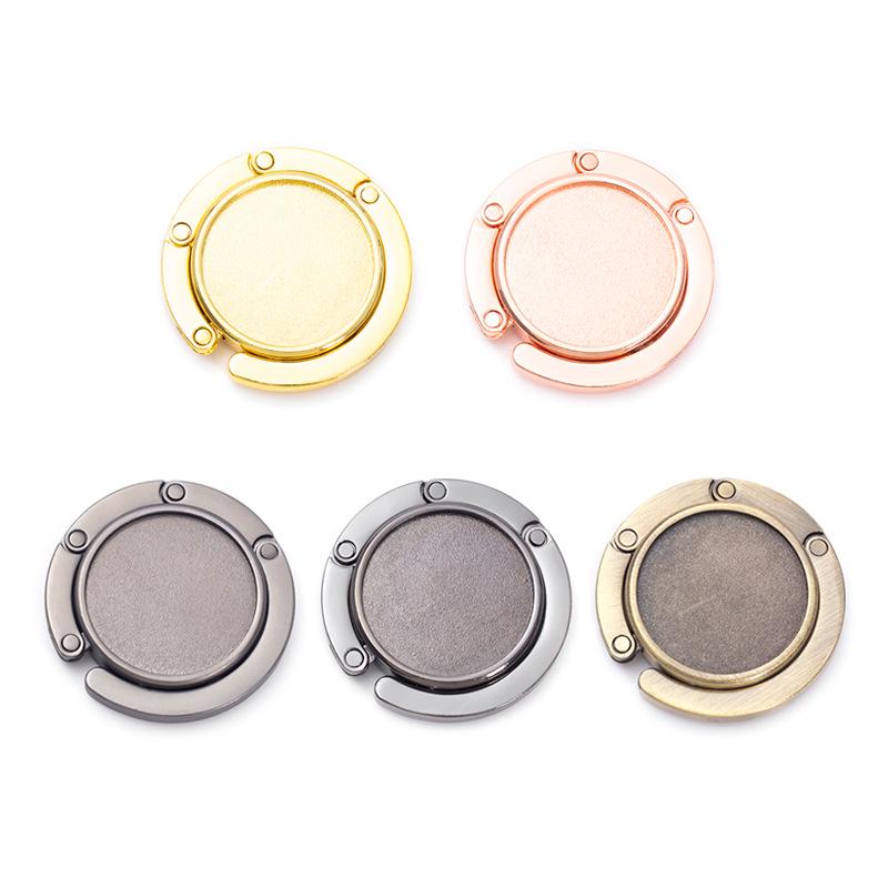 Colorful Round Metal Handbag Hook - Portable, Creative Folding Bag Hanger Souvenir
