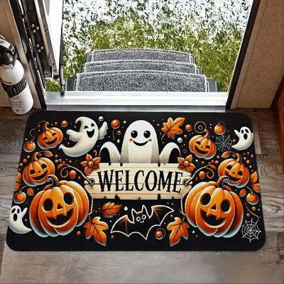Halloween Teppich Niedlicher Geist Kürbis Fußmatte Willkommensmatte Teppich Für Schlafzimmer Wohnzimmer Teppich Außenteppich Heimdekoration