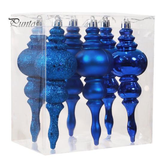 Vintage Style Gourd Ornaments 6 Pcs Finial Drop Christmas Ornament, Glitter Shatterproof Plastic Matte Texture Tree Decoration for Holiday Hanging