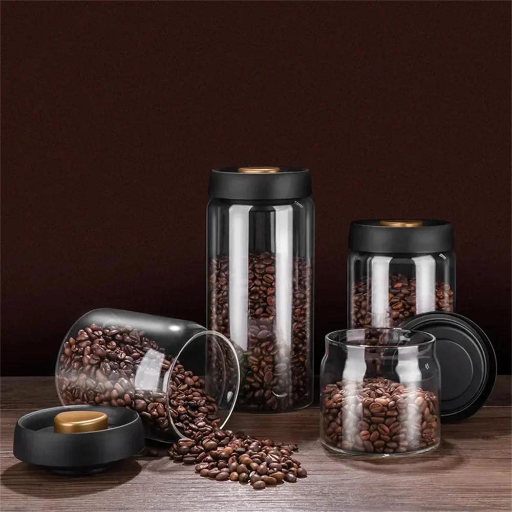 Coffee Bean Vacuum Sealed Tank Glass Mason Jars with Lid Household Food Storage Moisture-proof Air Extraction Airtight Container