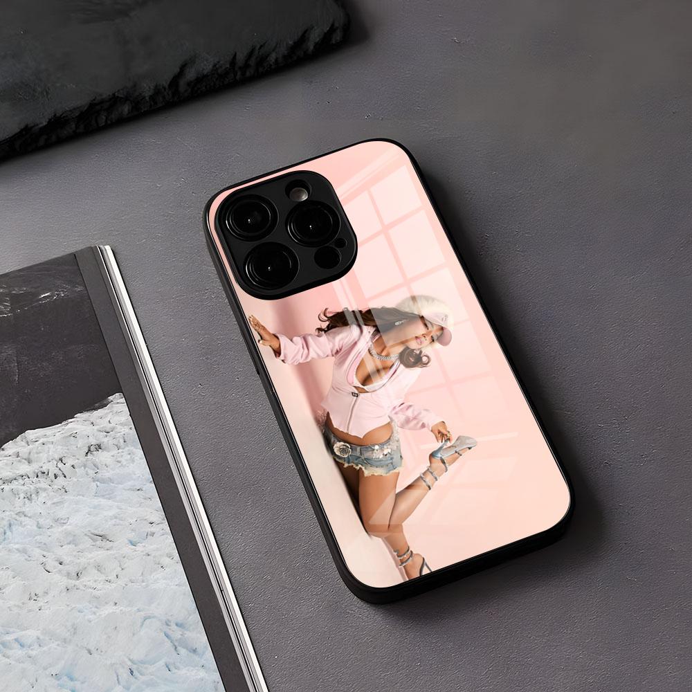 E-Emilia M-Mernes Singer Phone Case For IPhone 17 Air 16 E Pro Max 15 14 13 Mini 12 Pro 11 Max Plus Black Glass Cover