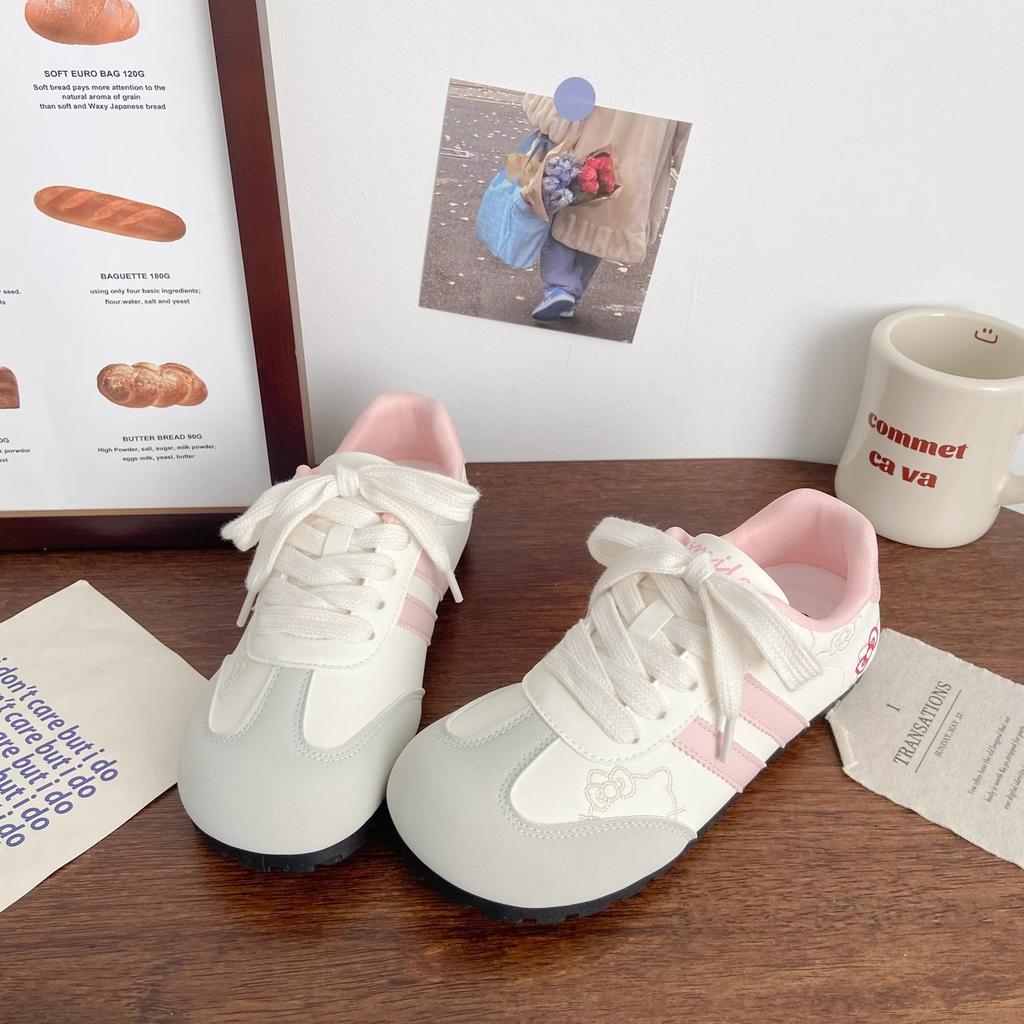 Ugly cute German training board shoes women's pink spring and summer new chic niche design round head student ballet Forrest Gump white shoes