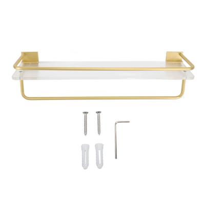 Bathroom Wall Shelf Space Aluminum and Acrylic Rustproof Punch Free Wall Mounted Floating Shelves