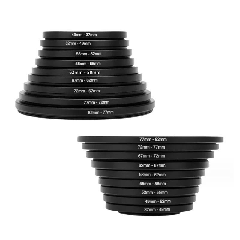 Camera Lens Filter Adapter Ring Set 37-82mm 82-37mm Step Up Down Rings For Canon Nikon Sony Fujifilm Dslr