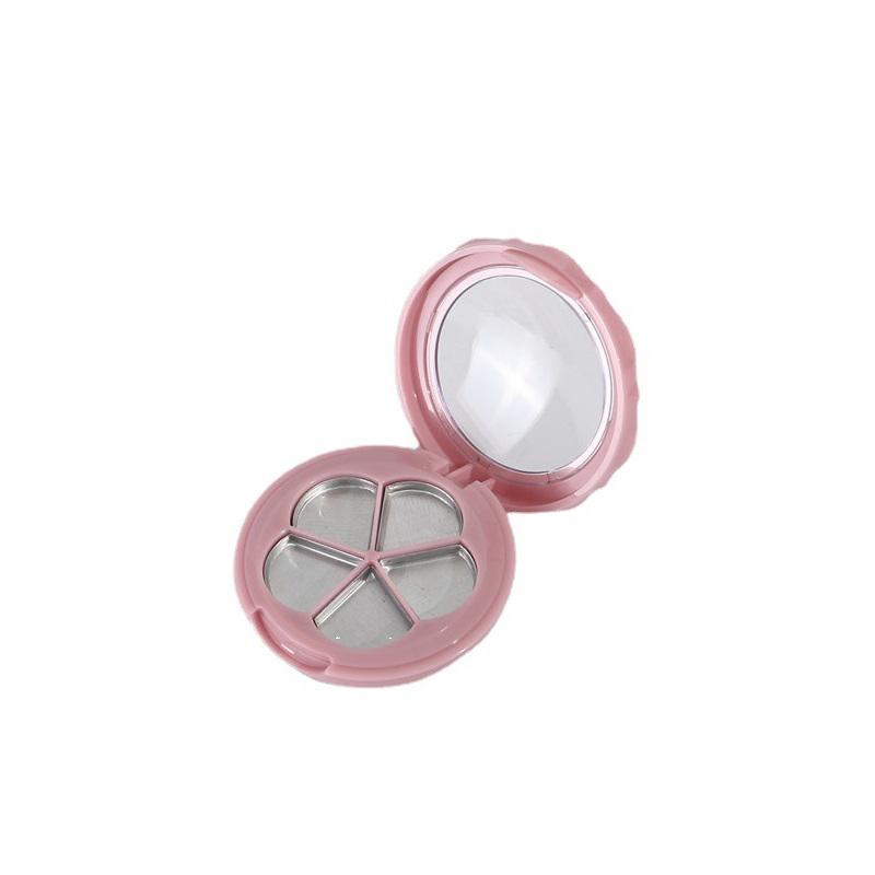 

1 шт., пустая пустая коробка с 5 сетками для пудры, компактный футляр для теней для век, контейнер для губной помады, коробка для румян «сделай сам», с кистью и зеркалом розовый