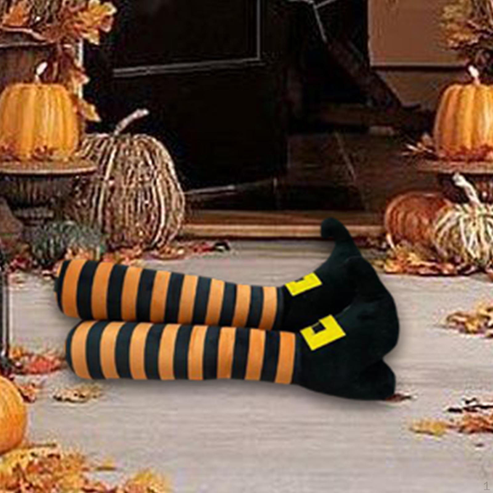 1 Pair Halloween Wicked Witch Legs Prop Funny Ornament Stripe Pattern