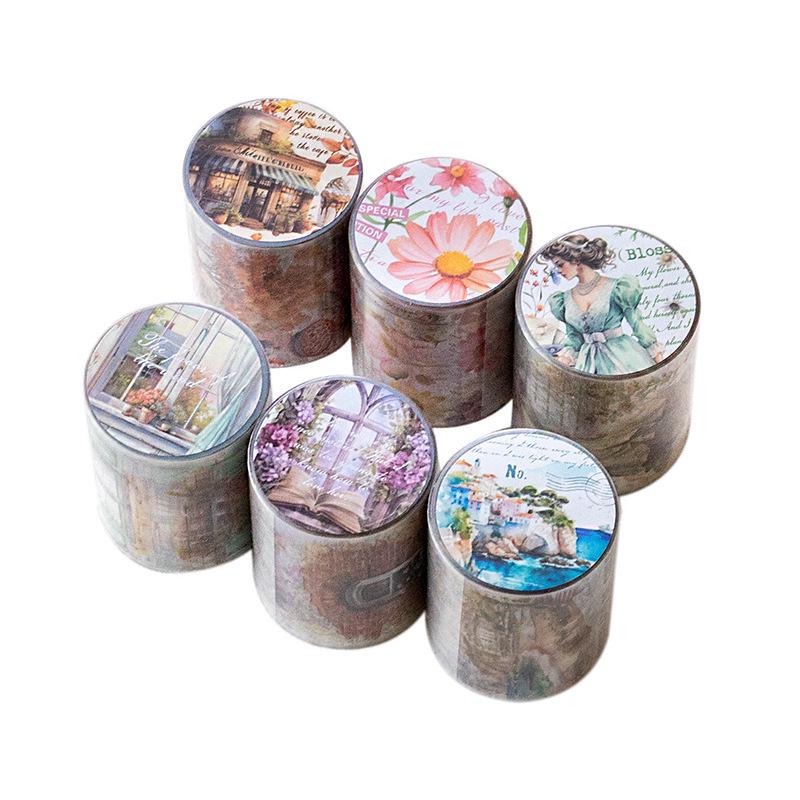 Yanji PET Tape - River of Time: French Romantic Journal Stickers, 6 Styles