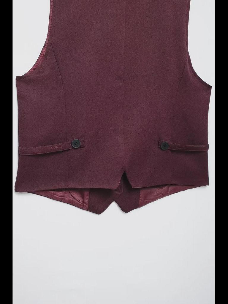 Sleeveless Slim Vest & Wide-Leg Pants Women's Suit