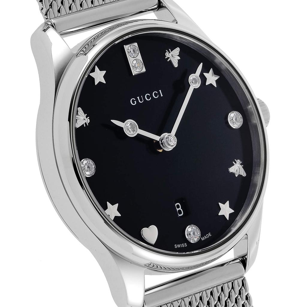 Gucci Black Pearl Stainless Sapphire Quartz Silver G-TIMELESS Watch, YA1265001, Dial, Steel, Crystal, Movement, 29mm, Women's