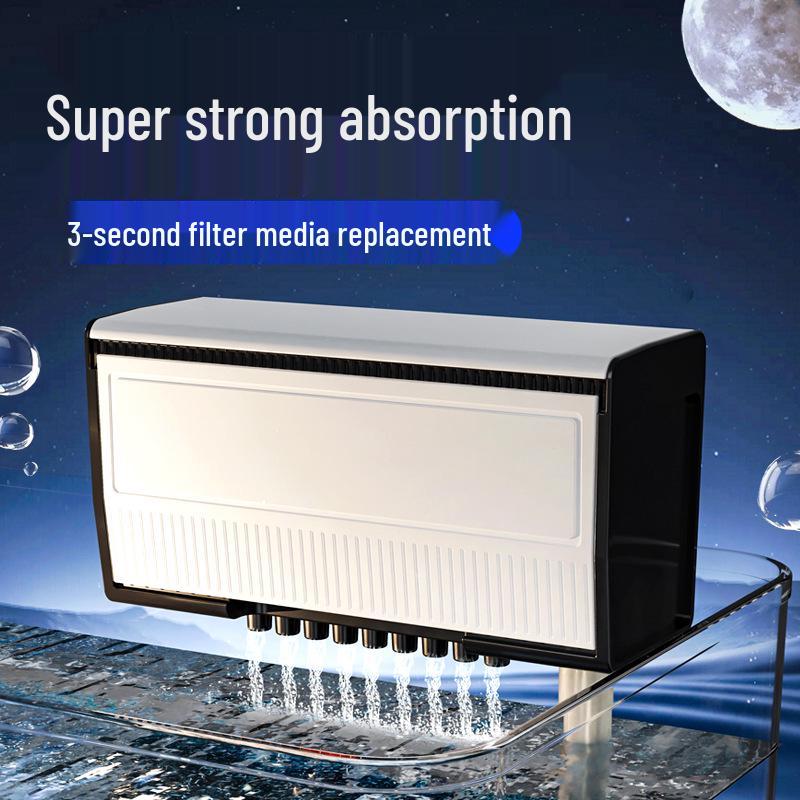 

Silent Wall-Mounted Fish Tank Drip Filter with Water Curtain and Minimal Water Change Separate Filter Box, No Pump