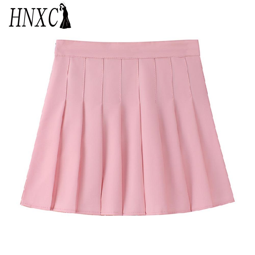 HNXC Fustă de vară de primăvară pentru femei, modă casual, culoare solidă, cu imprimeu