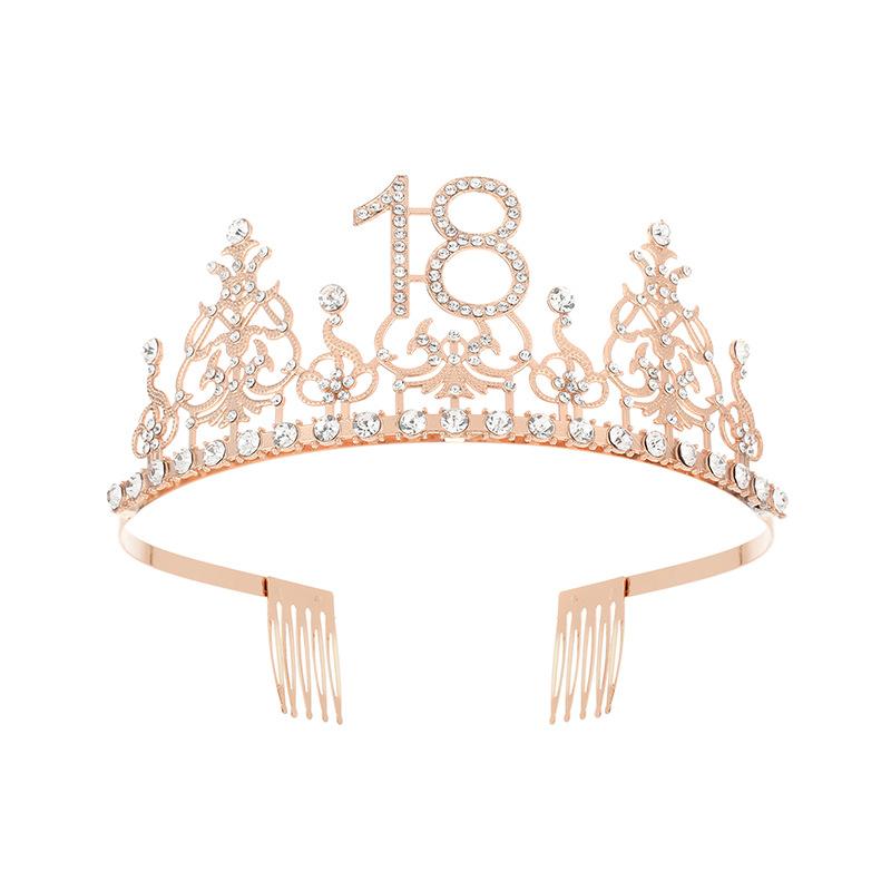 Fashion Alloy Digital Crown With Diamond Tiara 18Th Birthday Party Pearl Alloy Headband
