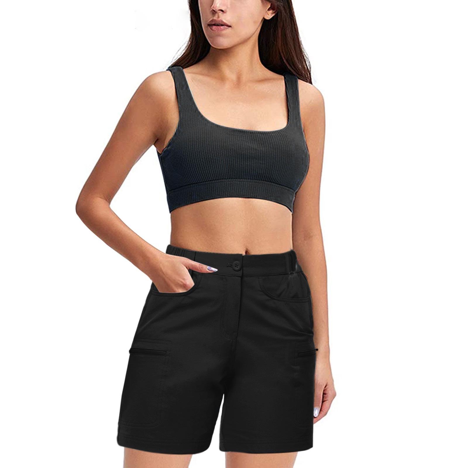 

Женские однотонные брюки карго с боковыми карманами и молнией на талии для весны/лета 2023 года S чёрный