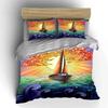 Sailing Sunset Ocean Decor Soft Comfortable Duvet Cover Bedding Set Included 1*Duvet Cover & 2*Pillowcases Gift