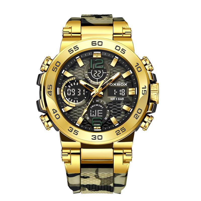Men's Dual Display Waterproof Silicone Sport Watch with Calendar & Luminous Features
