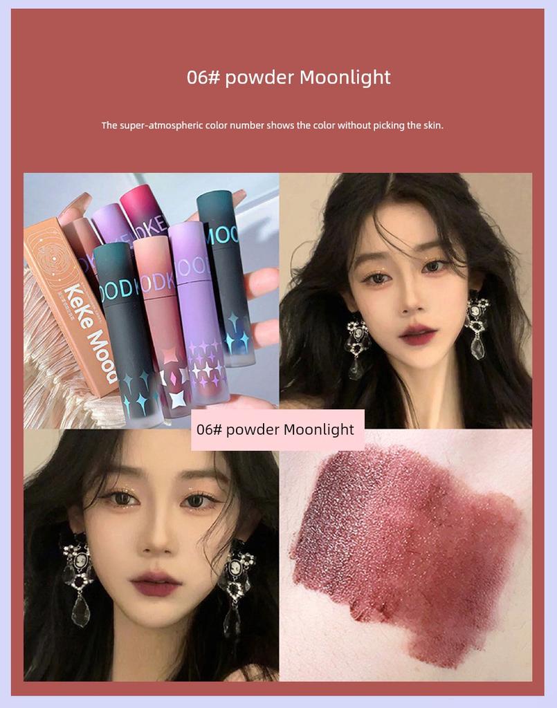 Fashion Lip Lacquer Purplish Gray Matte Finish Lipstick Peach Heart Wood Taupe Genuine Goods Waterproof Niche Style Brand Student