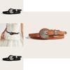 Ethnic Style Solid Color Oval Metal Buckle Decoration Suede Women Casual Belt For Retro Style