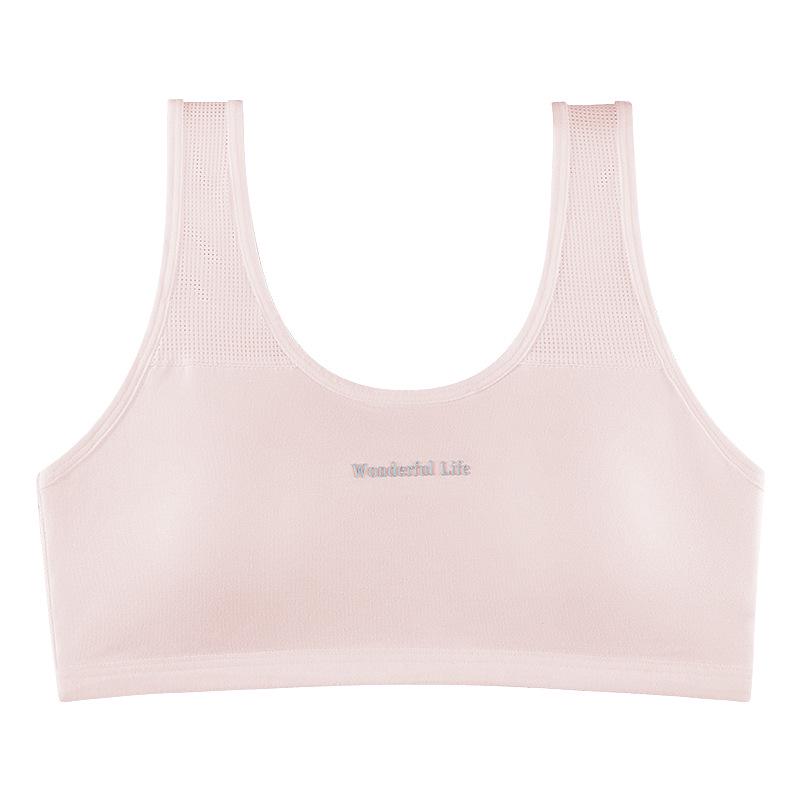 Girls' Pure Cotton Mesh Bra with Fixed Pads