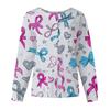 Women Long Sleeve Pattern Tops Pocket Working Stand-up Collar Single-breasted Protective Overalls Jacket Top Christmas
