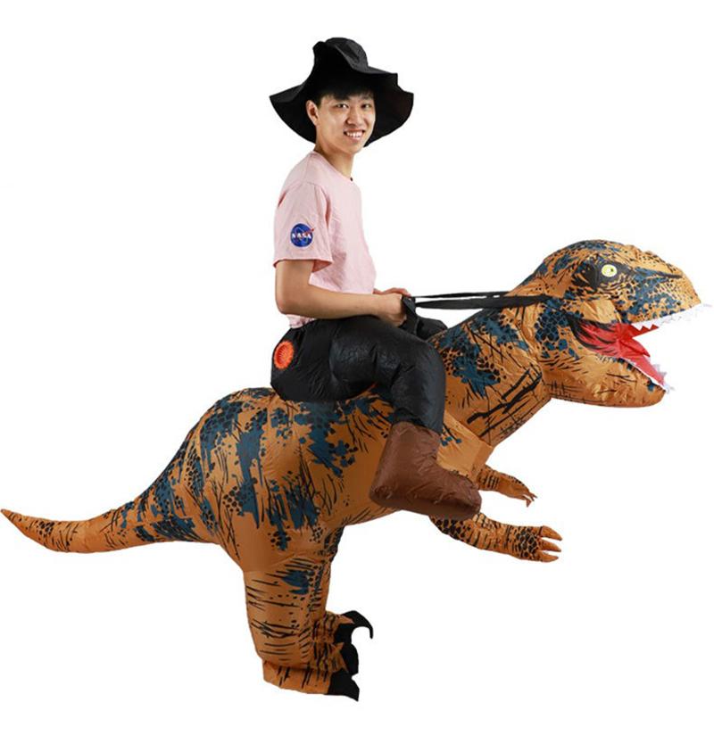 Cycling Brown Dinosaur Inflatable Suit Festival Party Entertainment Performance Cartoon Doll Costume Cosplay Clothing Prop