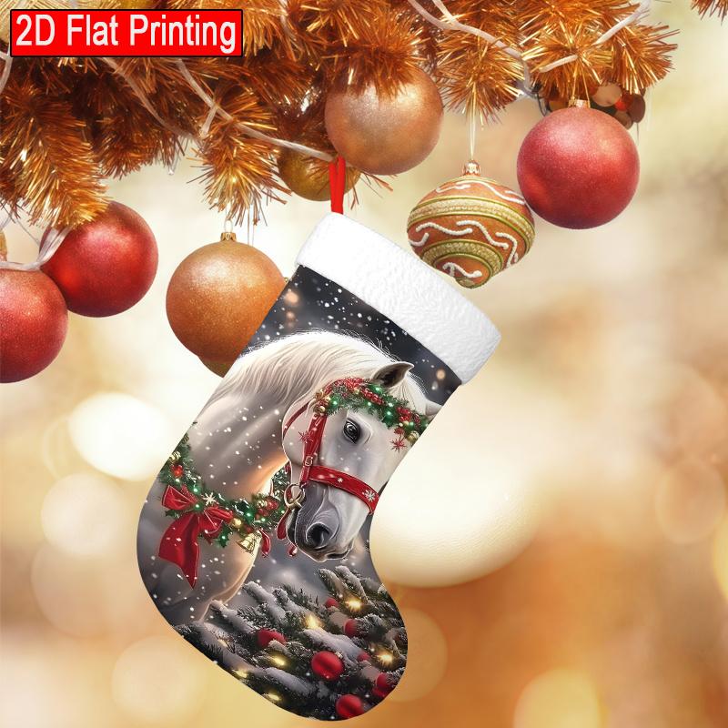 Christmas Decoration Fireplace Hanging Stocking1pc Horse-Shaped Christmas Stocking Hanging Ornament - Cute Hor