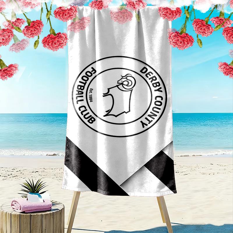 Toalla de Playa Estampada del Derby County F.C., Toalla Grande Suave de Secado Rápido para Playa, Camping, Natación