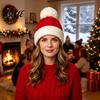 Breathable Warm Winter Hat Women Christmas Elf Hat, Cozy Knit with Pom Casual Accessories for Pom, Stretchy Skull Cap Outdoor Cold Weather Soft