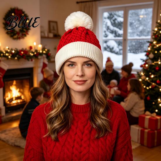 Breathable Warm Winter Hat Women Christmas Elf Hat, Cozy Knit with Pom Casual Accessories for Pom, Stretchy Skull Cap Outdoor Cold Weather Soft
