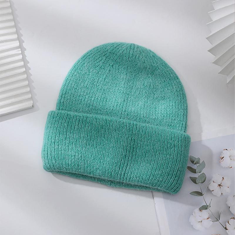 Winter Hats Woman Soft Knit Beanie Warm Rabbit Fur Hat Solid Color Slouchy Cap Casual Outdoor Fashion Solid Adult Cover Head