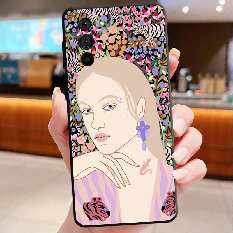 Women Flowers Russian Phone Case For Motorola Edge 60 50 40 Pro 60 50 40 30 Ultra Neo Fusion Moto G Play G Stylus G Carcasas