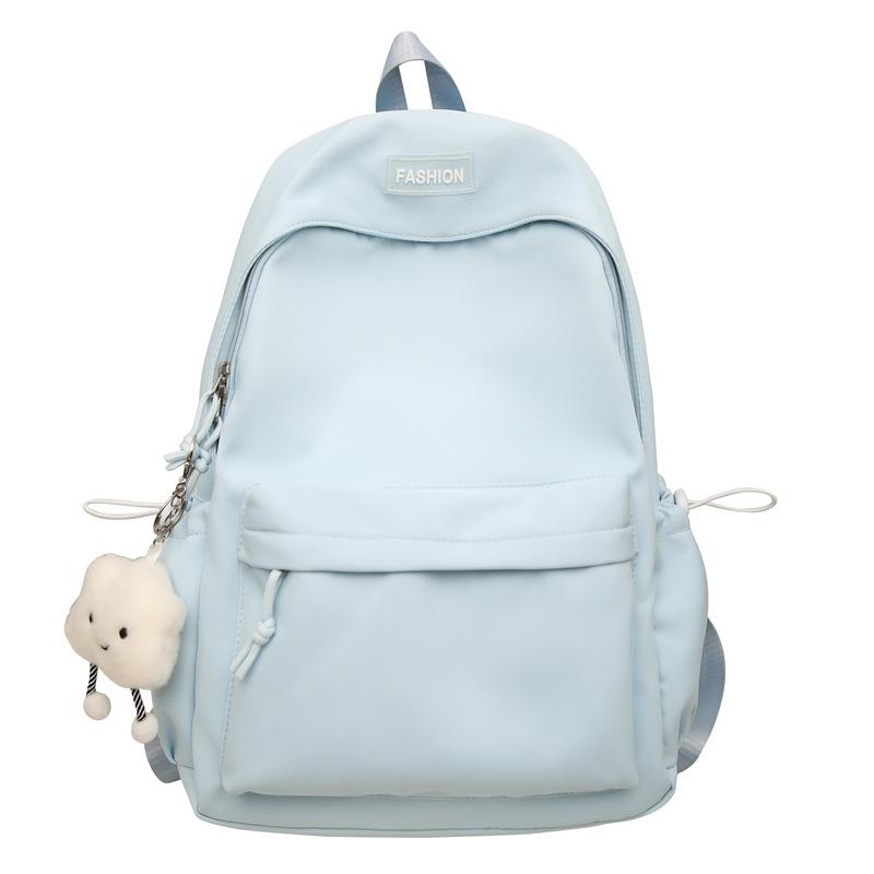 Schoolbag Fresh and Sweet Solid Color Versatile Simple Junior High School Student Schoolbag Lightweight Large Capacity Go Out Leisure Commuting