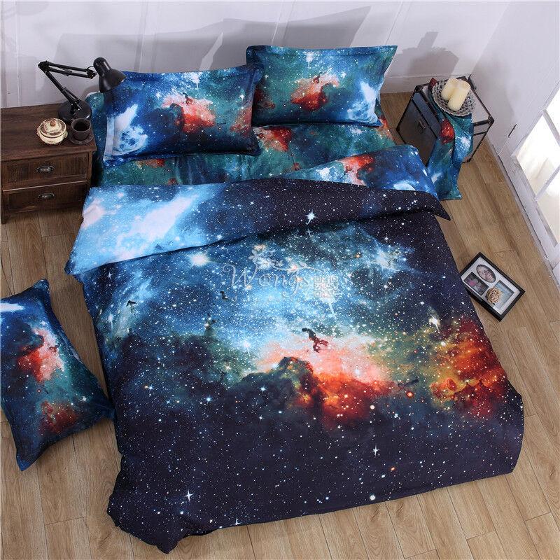Galaxy Quilt Doona Duvet Cover Set Single Double Queen King Size Bed Pillow Case