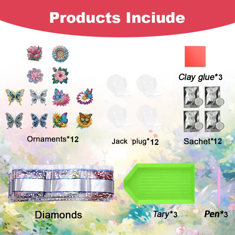 12pcs Diamond Painting Car Aromatherapy Vent Clip Bling Air Vent Decorations Rhinestone Car Decoration for Art Crafts