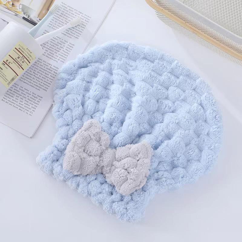 

Women s Quick-Dry Hair Towel Cap - Absorbent Coral Fleece Bath Cap for Faster Drying 25*28 cm синий