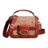 Hero 22 Classic Color Block Turnlock Top Handle Flap Faux Leather Tote Bag Small Women Tote Bags Brown Red CF921-B4NQ4