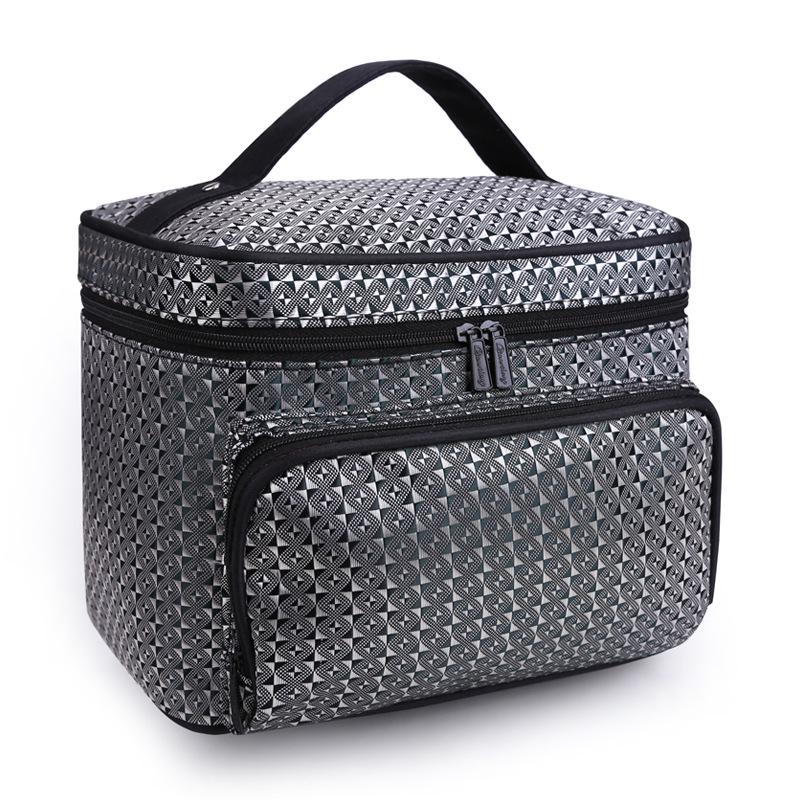 Foldable Jacquard Fabric Large Women's Makeup & Jewelry Travel Toiletry Bag