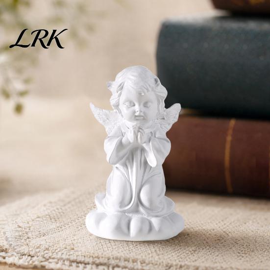 Artistic Angel Decoration Resin Cherubs Figurine, White Statue, Garden Praying Cherub Sculpture, Gypsum Statue Indoor Outdoor Home Decoration,