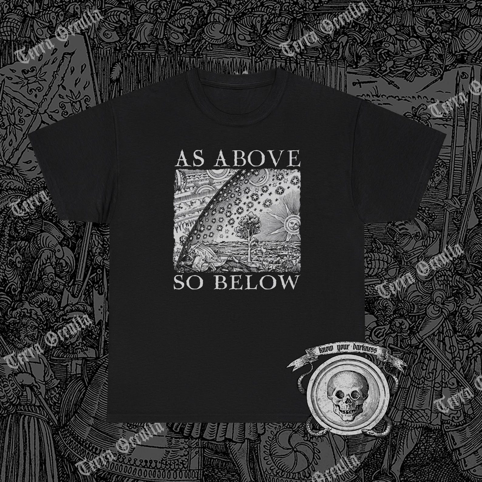 As Above So Below Shirt, Flammarion, Alchemy, Occult, Medieval Woodcut, Hermetic 2XL