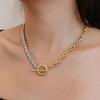 Vintage Metal Necklace for Women Hip Hop Gold&Silver Color OT Buckle Necklaces Female Clavicle Chain Trendy Jewelry
