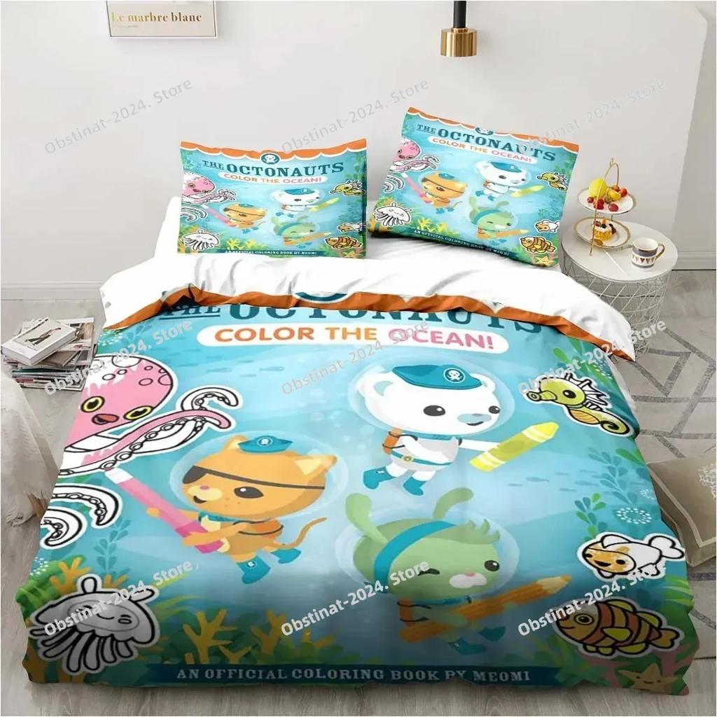 Neues 3D Cartoon Octonauts Bettwäsche-Set Gedrucktes Bettwäsche-Set Mit Kissenbezug Bettdeckenbezug Weich Queen King Size Bettwäsche Zuhause