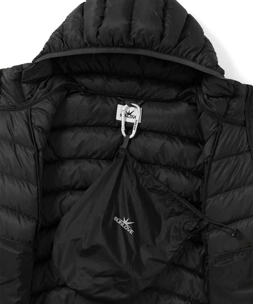 Sunlovetour Hooded Fly Light Down Jacket Charcoal
