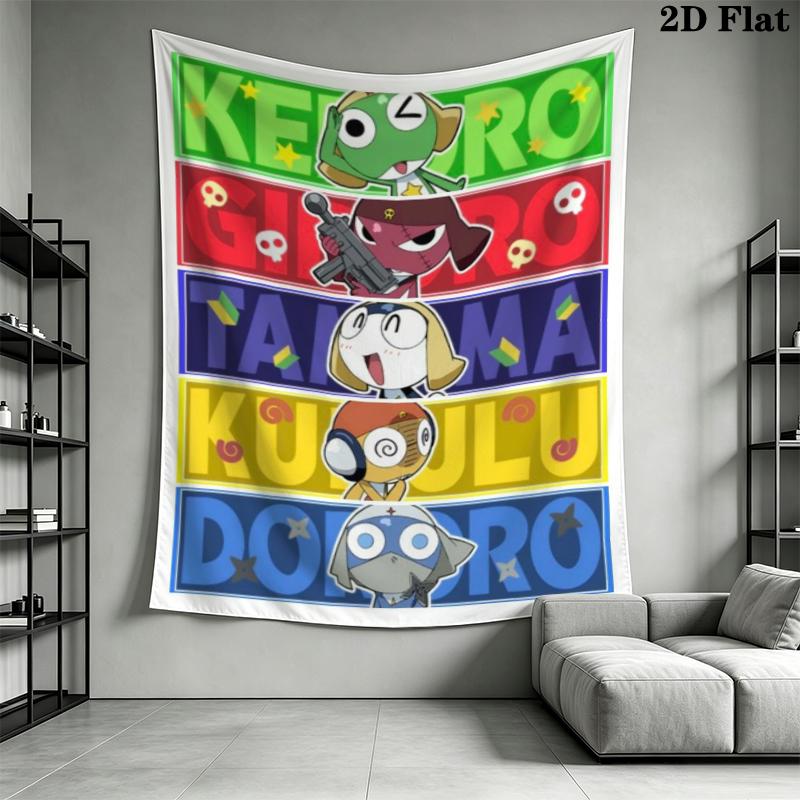 Keroro Wall Tapestry Aesthetic Wall Hanging Printed Fabric Blanket Decorative Tapestries for Bedroom Living Room Home Decor