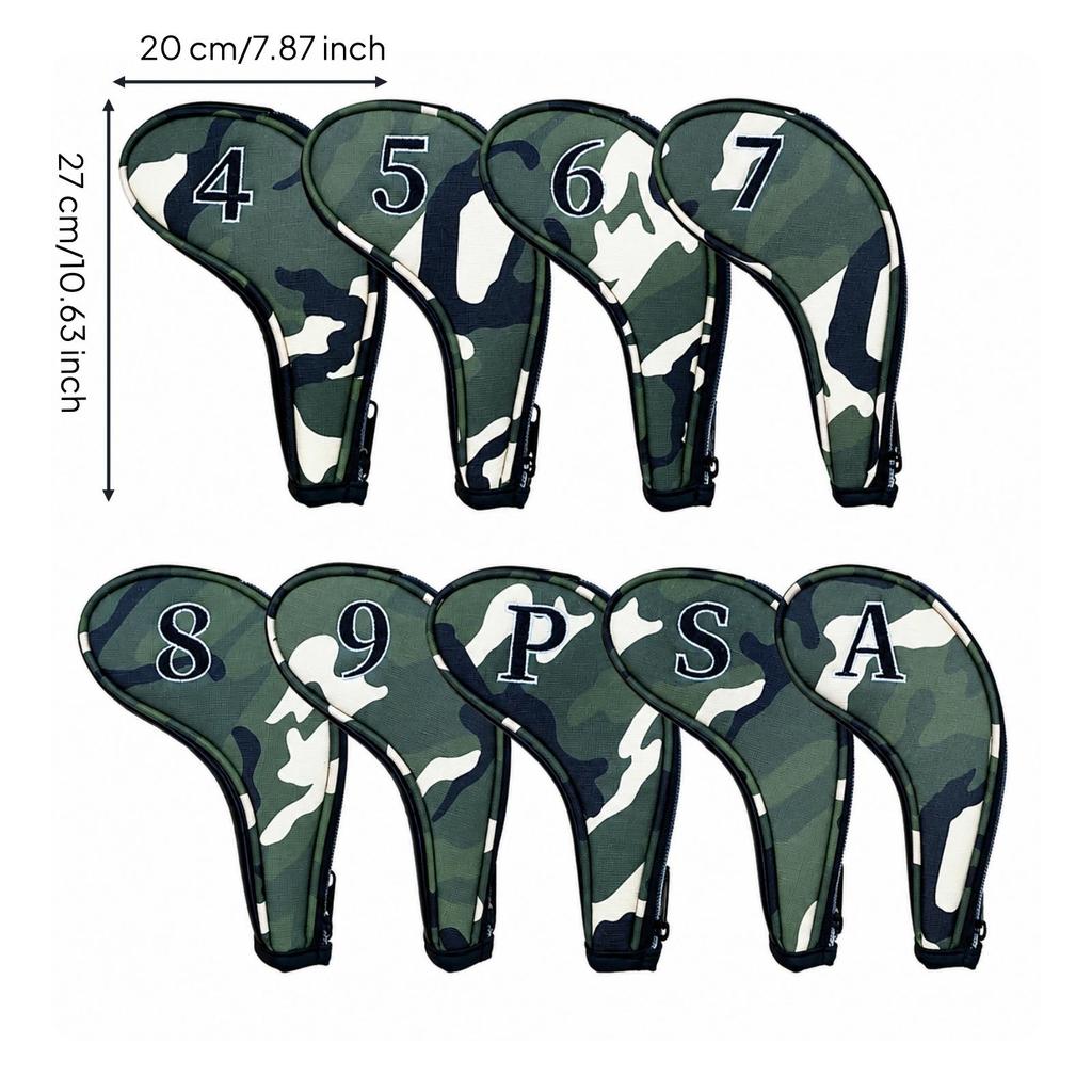 9 Pieces Tough Golf Iron Headcover with Zipper Waterproof