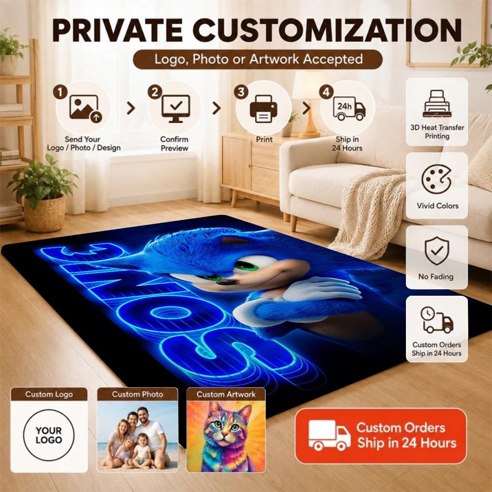 Sonic Hedgehog Carpet Floor Mat Shaggy Rug 8X10 Rug Kids Room Rug Kitchen Floor Mat Fast Drying