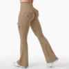 Women's Sports Flared Leggings With Pockets, Stretchy High-Waisted Workwear Yoga Pants