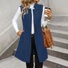 Women's Fashionable Casual Lapel Buttoned Waistcoat Sleeveless Solid-Colour Jacket