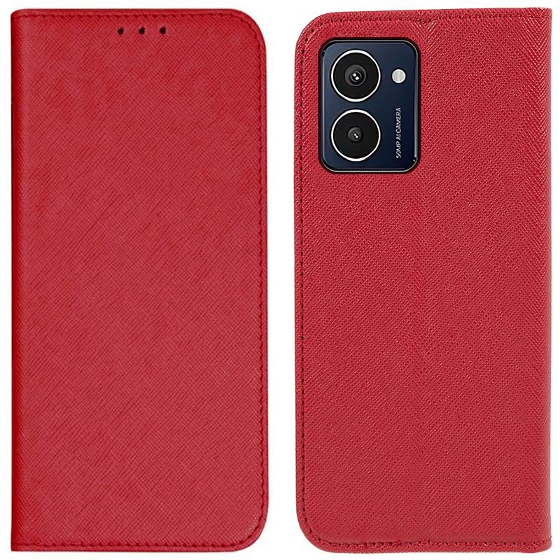 

Для HMD Pulse Pro Чехол-подставка Сильный магнитный кожаный чехол для телефона с крестообразной текстурой Red