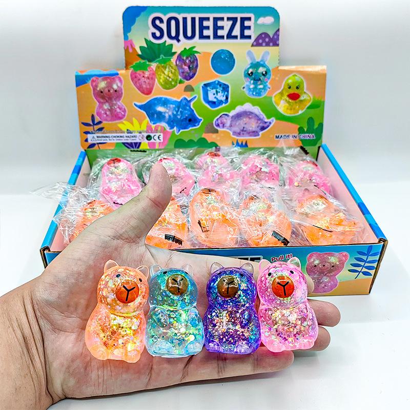 Cartoon Capybara Decompression Toy Soft Glitter Gummy Fidget Toys Pinching And Anti Stress Squeeze Toy Gifts